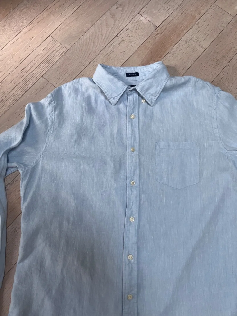 J.Crew Men's Large Linen Blend Button Down Shirt Light Blue Long Sleeve Classic